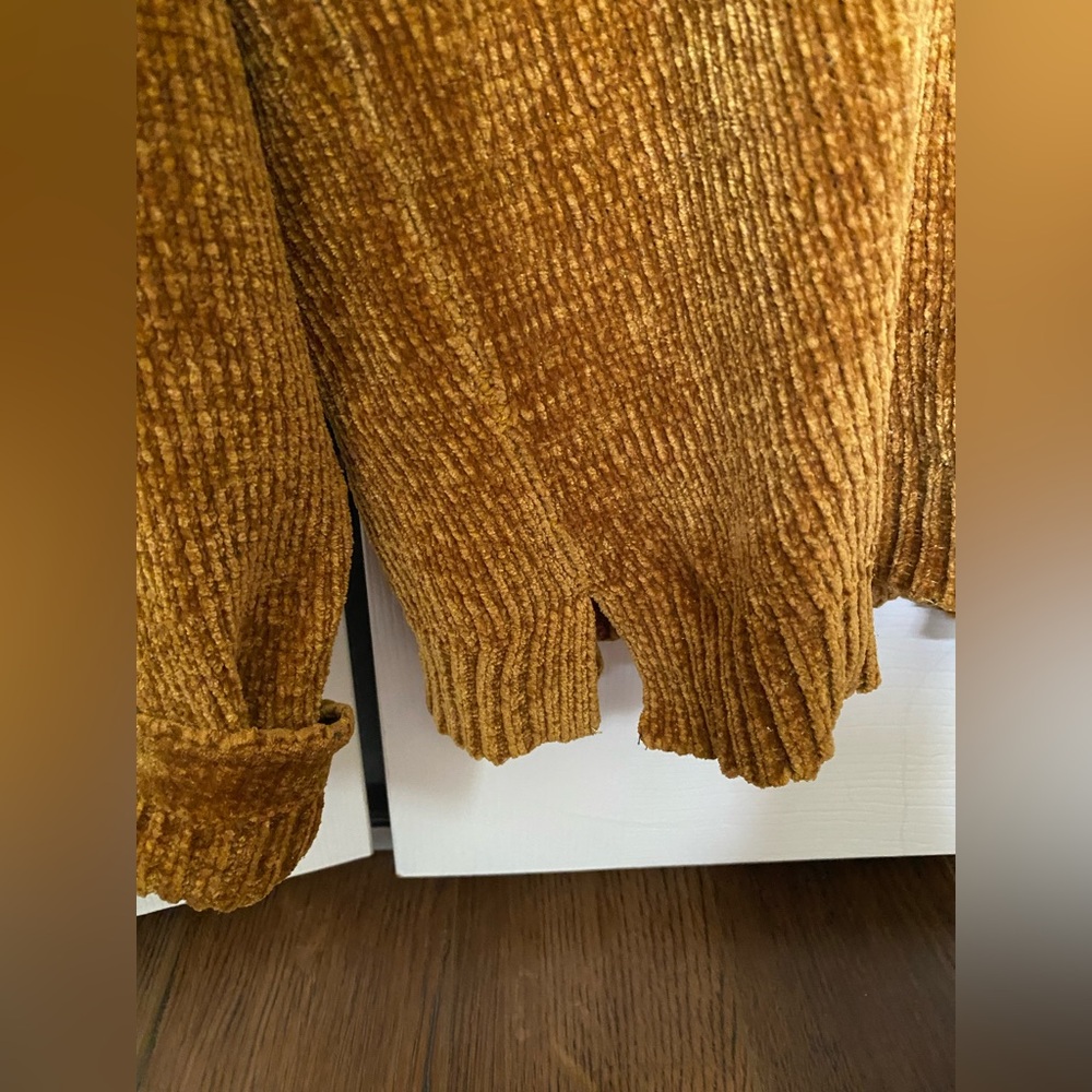 Women’s Ambiance Apparel Mustard Yellow Soft Fuzzy Sweater - Picture 3 of 5